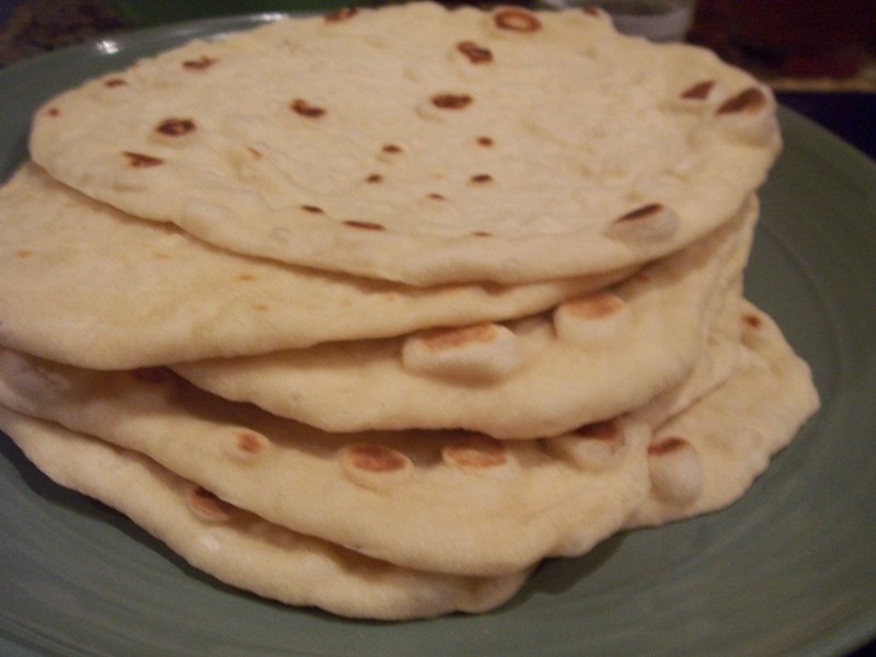 A stack of flour tortillas.