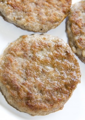 Pork sausage patties on a plate