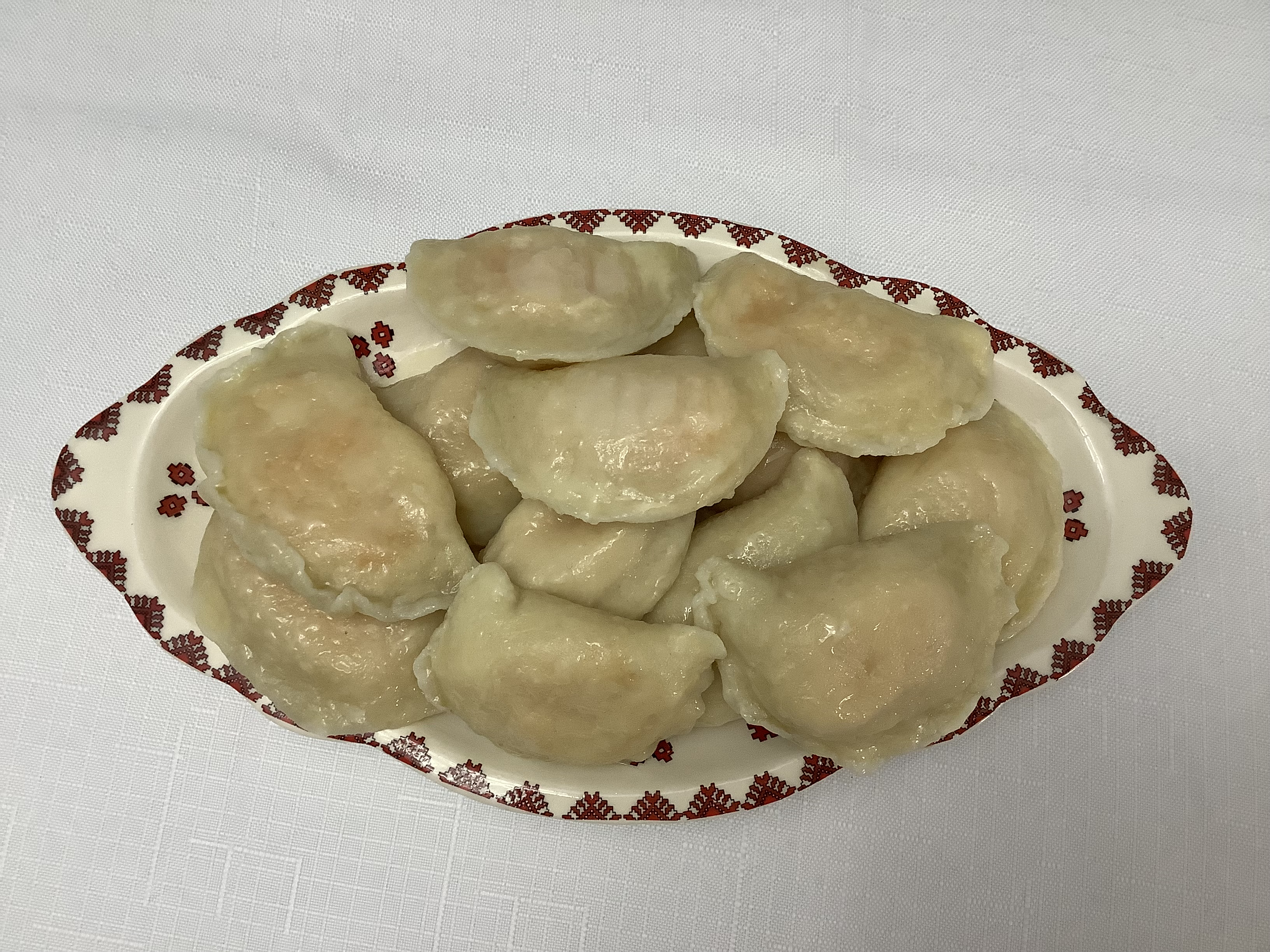 Perogies on a decorative plate